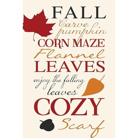 Fall Leaves White Modern Wood Framed Art Print by Grey, Jace