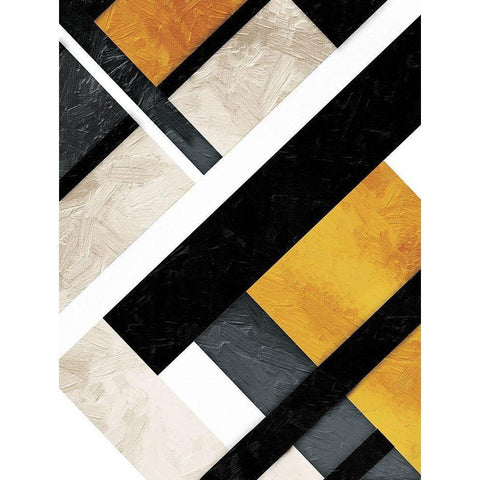 Golden Layers Black Modern Wood Framed Art Print with Double Matting by Grey, Jace