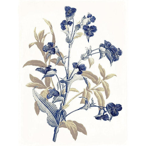 Indigo Flowers White Modern Wood Framed Art Print by Grey, Jace