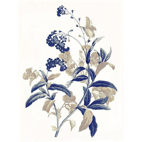 Indigo Flowers Two White Modern Wood Framed Art Print by Grey, Jace