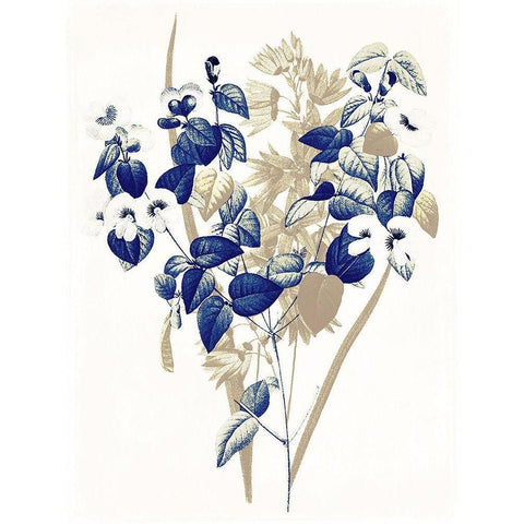 Indigo Flowers Four Black Modern Wood Framed Art Print with Double Matting by Grey, Jace