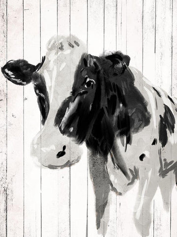 Cow On The Plank White Modern Wood Framed Art Print with Double Matting by Grey, Jace