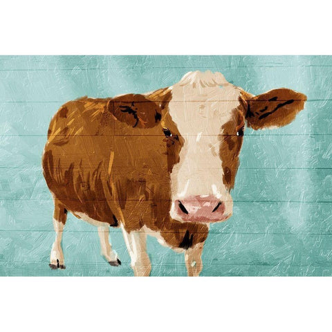 Brown Cow Now White Modern Wood Framed Art Print by Grey, Jace