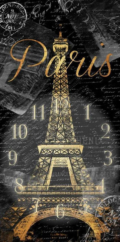 Paris Eiffel Time White Modern Wood Framed Art Print with Double Matting by Grey, Jace