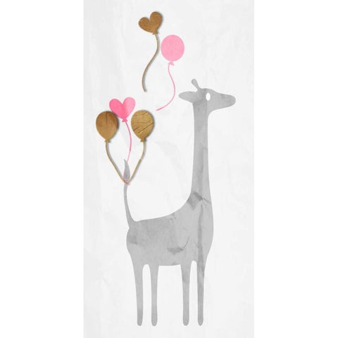 Giraffe Baloons Gold Ornate Wood Framed Art Print with Double Matting by Grey, Jace