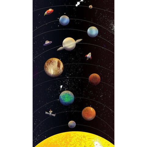 Galaxy Planets Black Modern Wood Framed Art Print with Double Matting by Grey, Jace