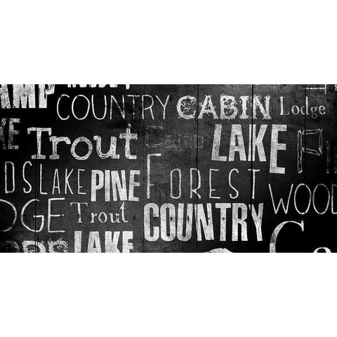 Lodge Words Black Modern Wood Framed Art Print with Double Matting by Grey, Jace