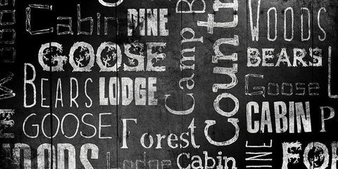 Lodge Words Mate Black Ornate Wood Framed Art Print with Double Matting by Grey, Jace