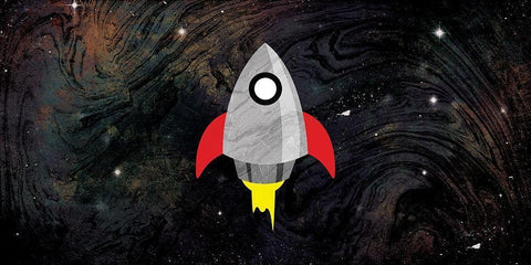 One Rocket White Modern Wood Framed Art Print with Double Matting by Grey, Jace