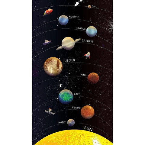 Galaxy Planets With Names Black Modern Wood Framed Art Print with Double Matting by Grey, Jace