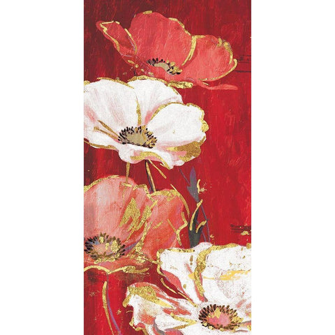 Red Gold Florals Mate Gold Ornate Wood Framed Art Print with Double Matting by Grey, Jace