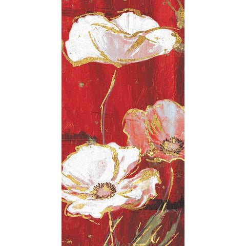 Red Gold Florals Mate Three Gold Ornate Wood Framed Art Print with Double Matting by Grey, Jace