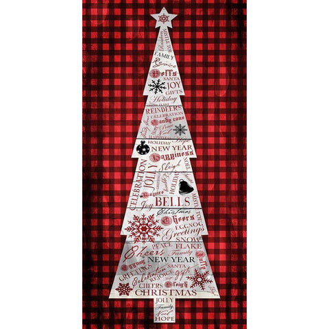 Checked Christmas Tree White Modern Wood Framed Art Print by Grey, Jace