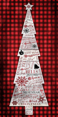 Checked Christmas Tree Black Ornate Wood Framed Art Print with Double Matting by Grey, Jace