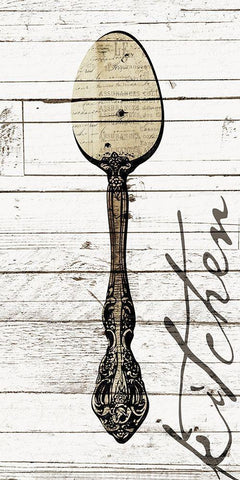 Kitchen Spoon Black Ornate Wood Framed Art Print with Double Matting by Grey, Jace