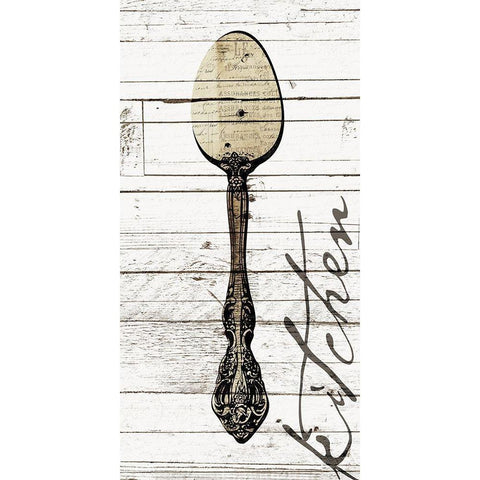 Kitchen Spoon White Modern Wood Framed Art Print by Grey, Jace