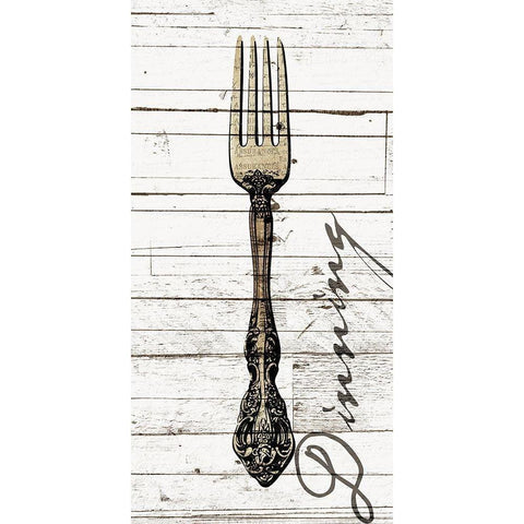 Dinning Fork Black Modern Wood Framed Art Print with Double Matting by Grey, Jace