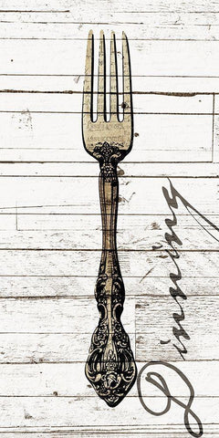 Dinning Fork Black Ornate Wood Framed Art Print with Double Matting by Grey, Jace