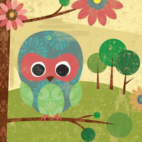 Owl Black Modern Wood Framed Art Print with Double Matting by Grey, Jace