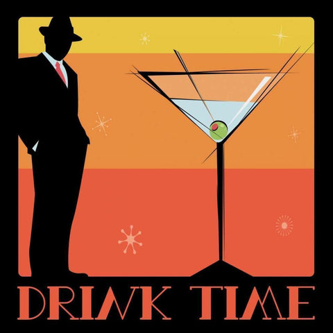 Drink Time Black Modern Wood Framed Art Print with Double Matting by Grey, Jace