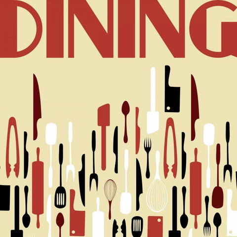 Dining White Modern Wood Framed Art Print by Grey, Jace