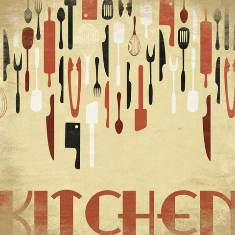 Kitchen Black Modern Wood Framed Art Print with Double Matting by Grey, Jace