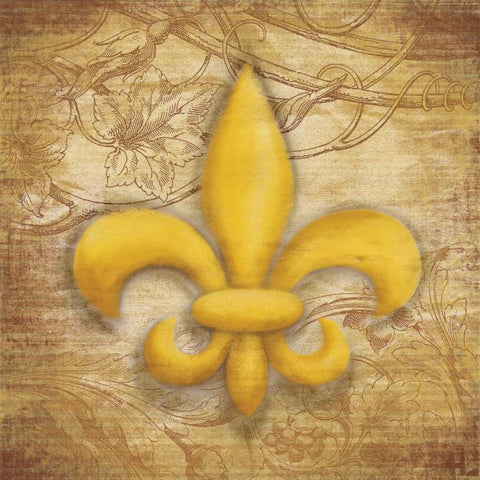 Fleur De Lis Gold Ornate Wood Framed Art Print with Double Matting by Grey, Jace