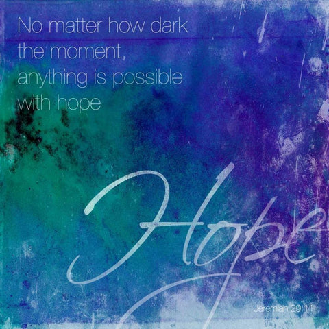 Watercolor Hope Quoted White Modern Wood Framed Art Print with Double Matting by Grey, Jace