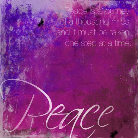 Watercolor Peace White Modern Wood Framed Art Print with Double Matting by Grey, Jace