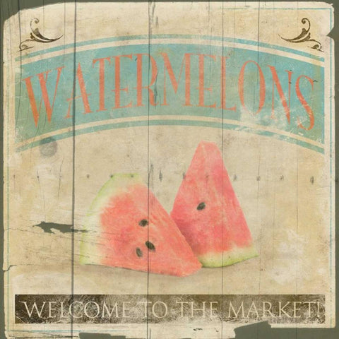 Watermelons 2 White Modern Wood Framed Art Print with Double Matting by Grey, Jace