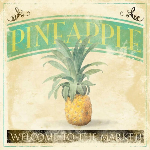 Pineapple White Modern Wood Framed Art Print with Double Matting by Grey, Jace