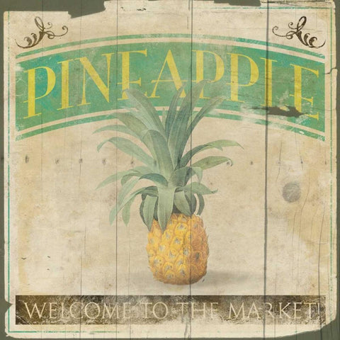 Pineapple White Modern Wood Framed Art Print by Grey, Jace