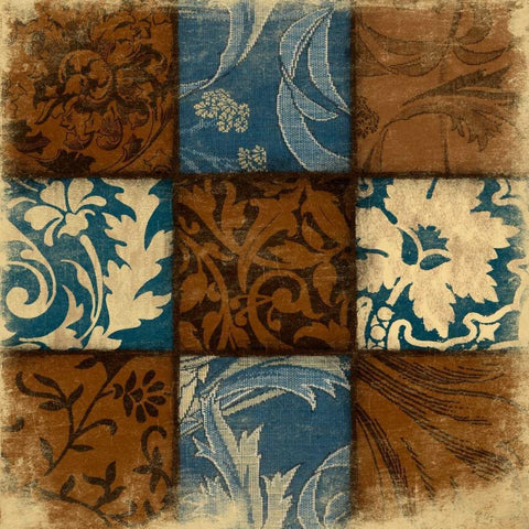 9 Patch BLUEBROWN Black Ornate Wood Framed Art Print with Double Matting by Grey, Jace