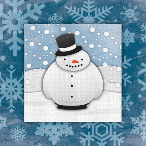 Snowman Black Modern Wood Framed Art Print with Double Matting by Grey, Jace