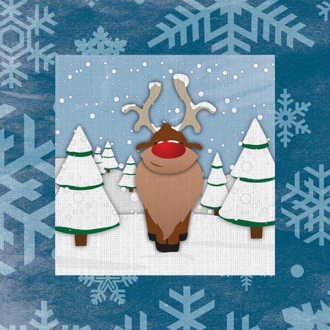 Reindeer White Modern Wood Framed Art Print with Double Matting by Grey, Jace