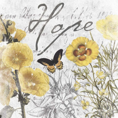 Hope floral Black Ornate Wood Framed Art Print with Double Matting by Grey, Jace