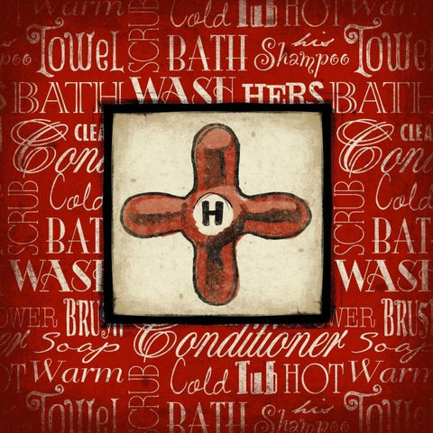 Hot knob Bath White Modern Wood Framed Art Print with Double Matting by Grey, Jace