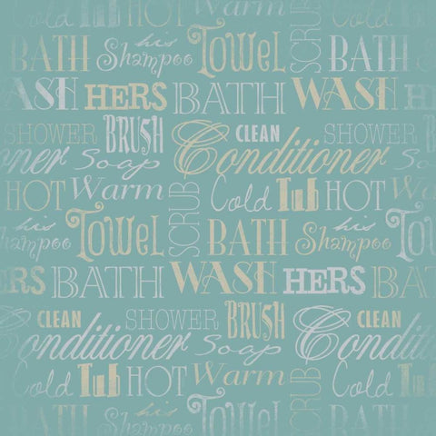 Bath Typography Teal Black Modern Wood Framed Art Print with Double Matting by Grey, Jace