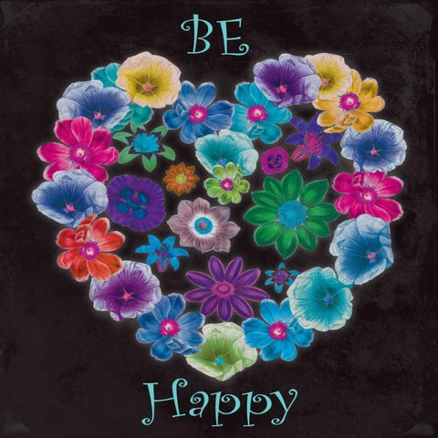 Be Happy Gold Ornate Wood Framed Art Print with Double Matting by Grey, Jace