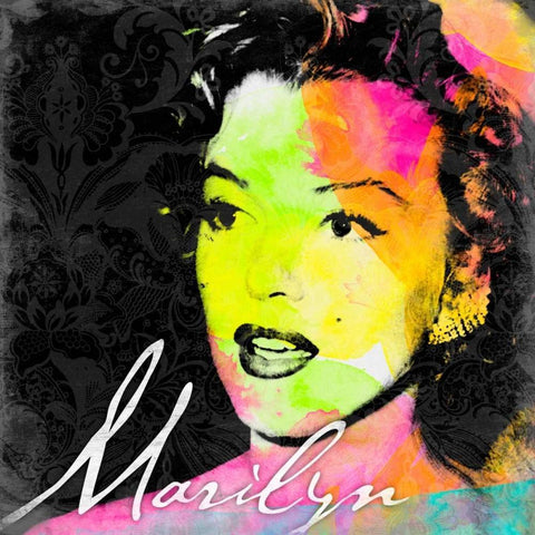 Marilyn Colorful Black Ornate Wood Framed Art Print with Double Matting by Grey, Jace