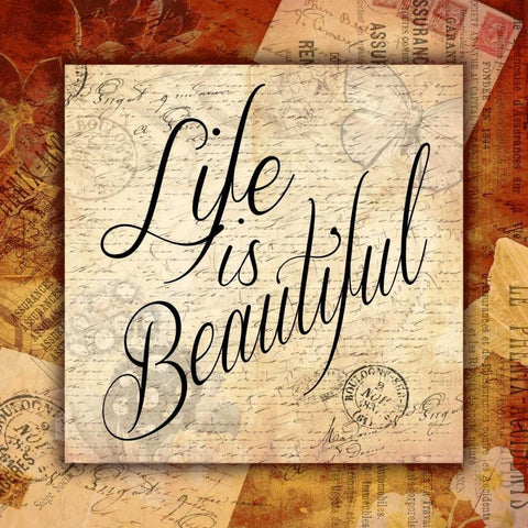 LIFE IS BEAUTYFUL Black Modern Wood Framed Art Print with Double Matting by Grey, Jace