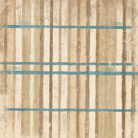 BLUE cream Stripes Black Modern Wood Framed Art Print by Grey, Jace