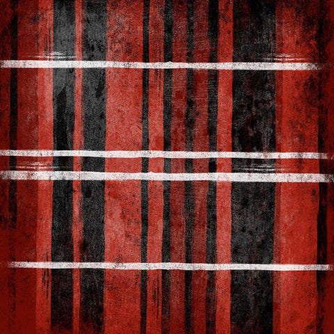 RED Stripes Black Ornate Wood Framed Art Print with Double Matting by Grey, Jace