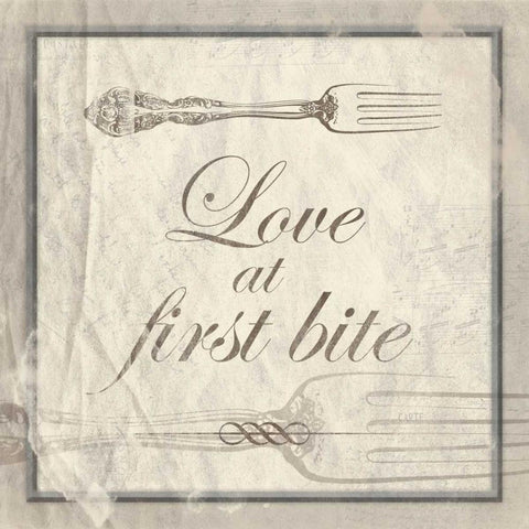 LOVE AT FIRST BITE White Modern Wood Framed Art Print with Double Matting by Grey, Jace