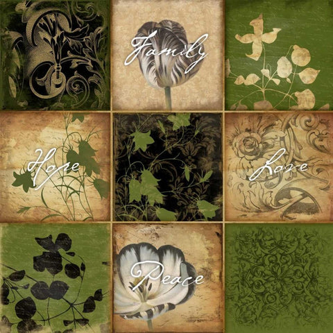 9 patch freen floral 2-2 Black Modern Wood Framed Art Print by Grey, Jace