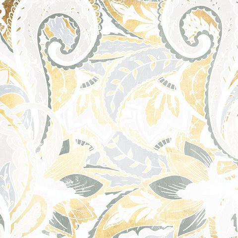 Gold Silver Flourish Black Modern Wood Framed Art Print with Double Matting by Grey, Jace