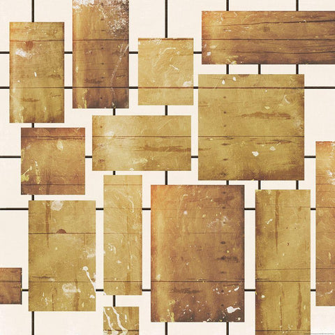 Wood Blocks Black Modern Wood Framed Art Print with Double Matting by Grey, Jace