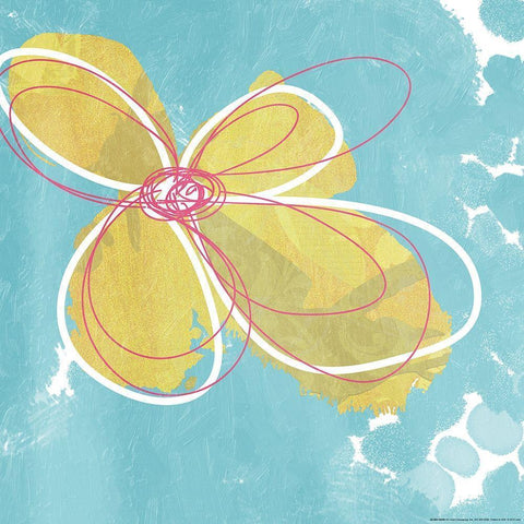 Summer Scribble Gold Ornate Wood Framed Art Print with Double Matting by Grey, Jace