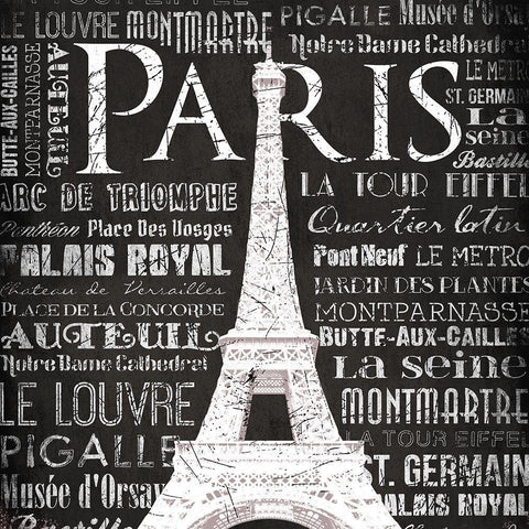 Paris Eiffel White Modern Wood Framed Art Print with Double Matting by Grey, Jace