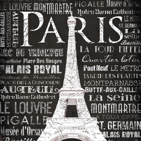 Paris Eiffel White Modern Wood Framed Art Print by Grey, Jace